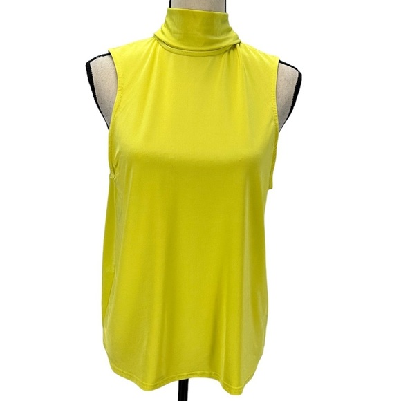 River Island Sleeveless Tie Neck Blouse - Yellow - size UK16 (US12) - Picture 1 of 9